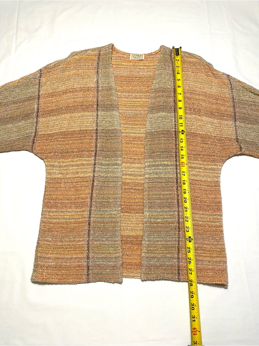 Vintage Zonda Nellis Open Cardigan Multicolour Woven Artisanal Knit S/M Boho - Picture 12 of 14